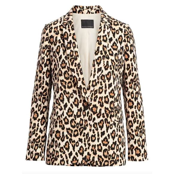 NWT Banana Republic Leopard Lightweight One Button Blazer • Size 2 ⬇️ - Picture 1 of 3